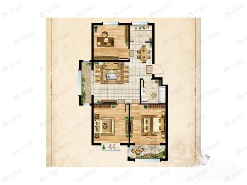 3室2厅1卫建面82平户型图