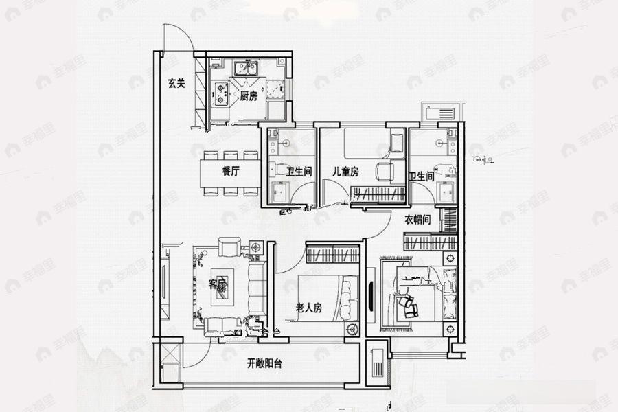 汇源春晓观棠3室2厅2卫户型图