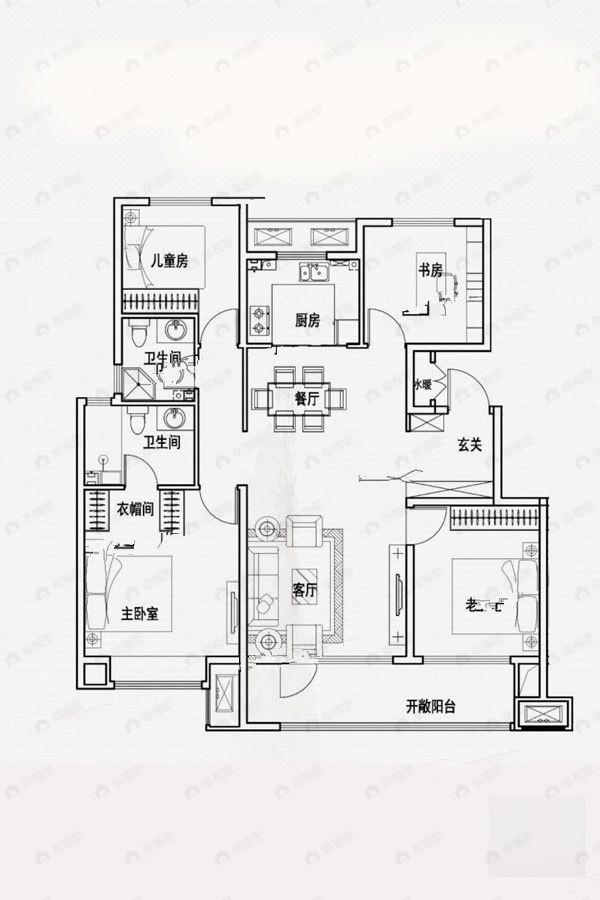汇源春晓观棠3室2厅2卫户型图