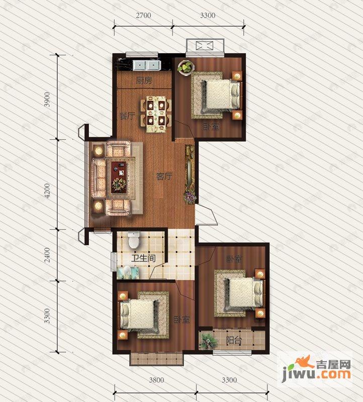 常香园3室2厅1卫户型图