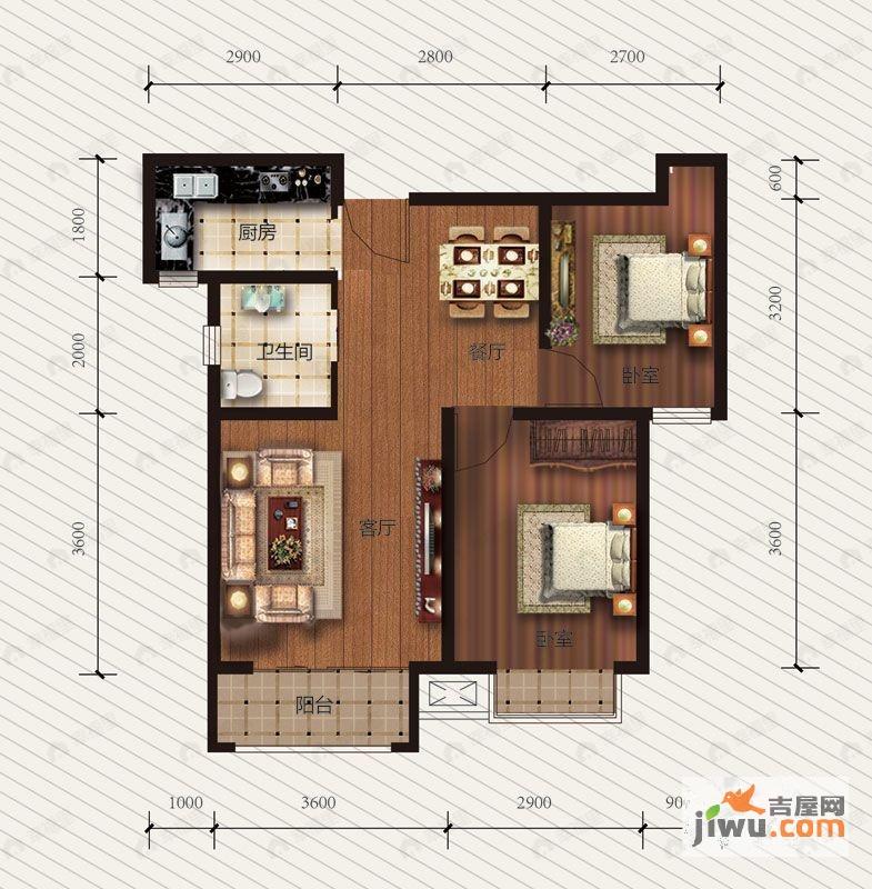 常香园2室2厅1卫户型图