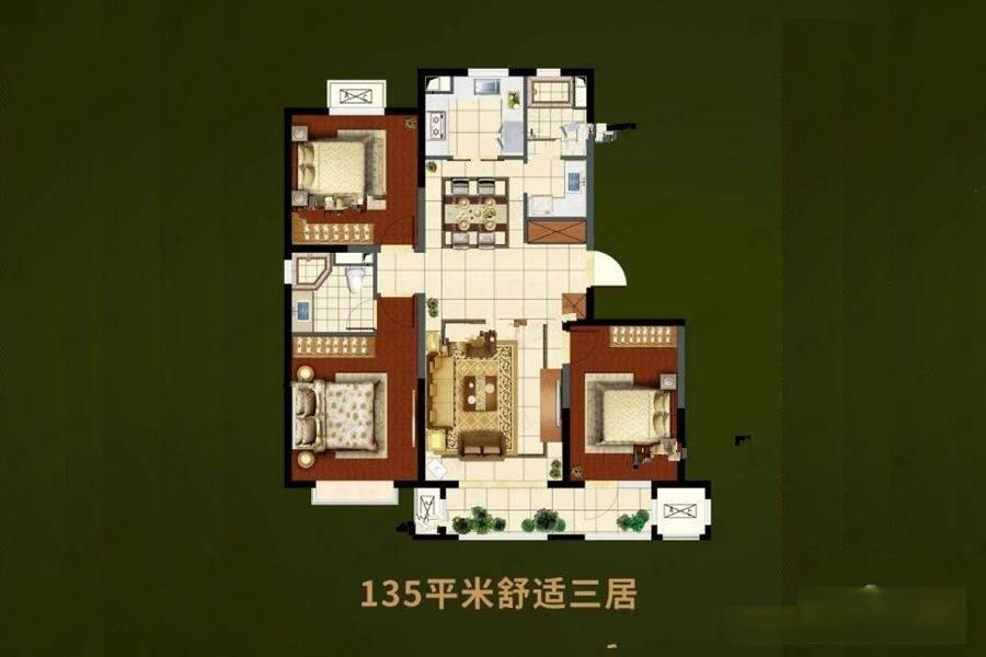 3室2厅2卫建面135平户型图