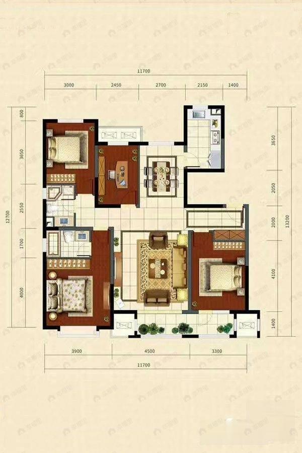 4室2厅2卫建面150平户型图