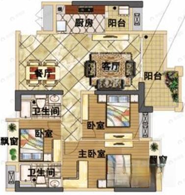 4室2厅2卫建面106平南户型图