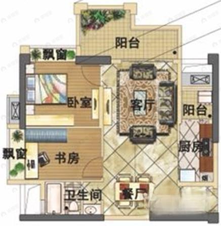 3室1厅1卫建面73平户型图