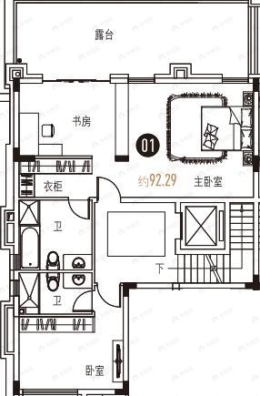 信荣海逸半岛别墅2室2卫户型图