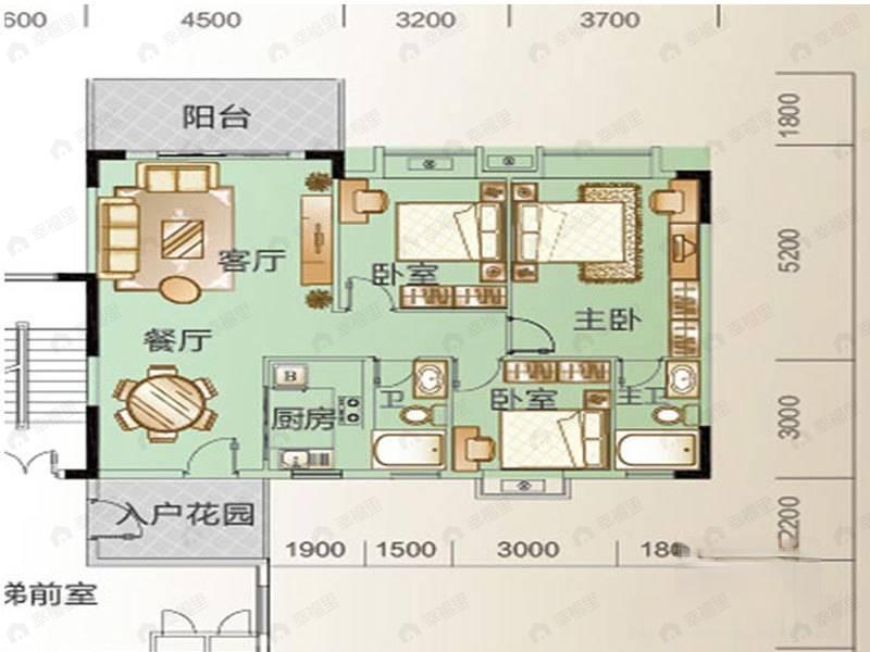 3室2厅2卫建面110平户型图