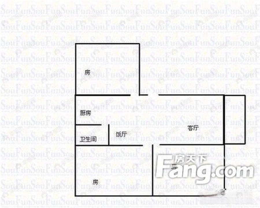 骏景湾豪庭·开平3室2厅1卫户型图