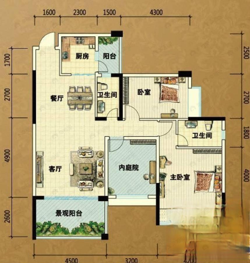 骏景湾豪庭·开平2厅1卫户型图