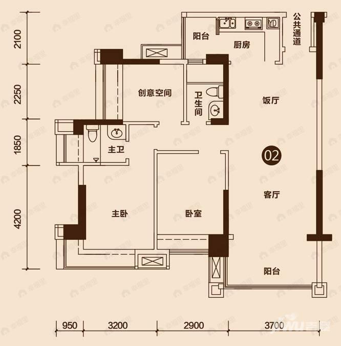 3室2厅2卫建面92平户型图
