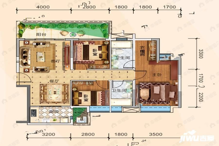 浩丰海棠湾3室2厅户型图