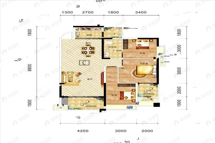 雅士林·御苑3室2厅1卫户型图