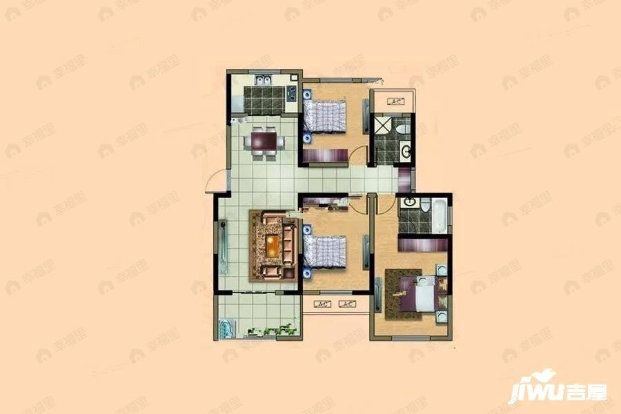 3室2厅2卫建面123平户型图