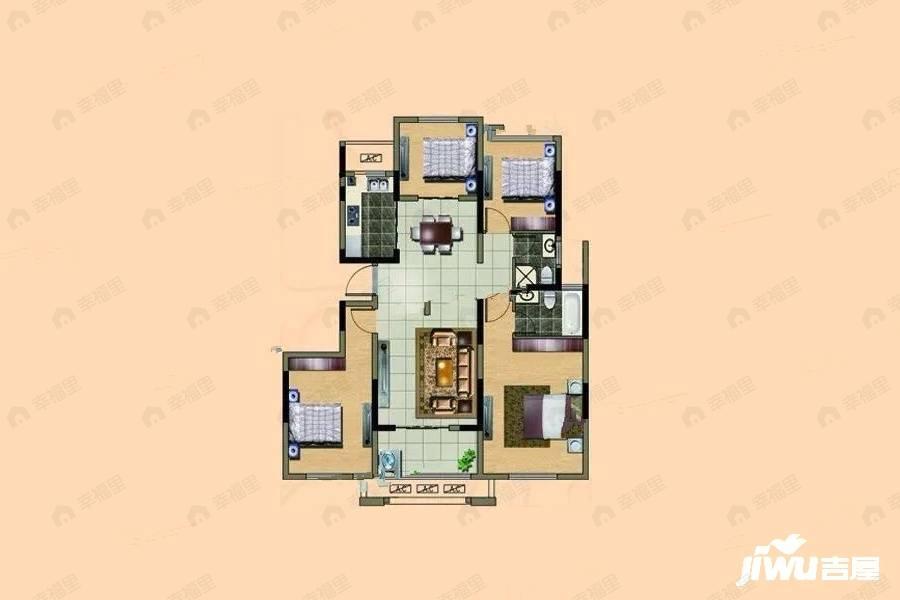 4室2厅2卫建面129平户型图