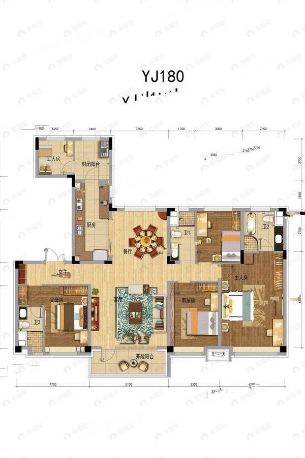5室2厅2卫建面196平户型图