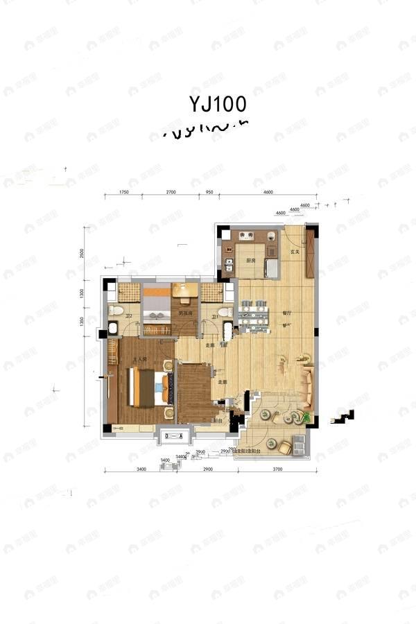 碧桂园江山印3室2厅2卫户型图