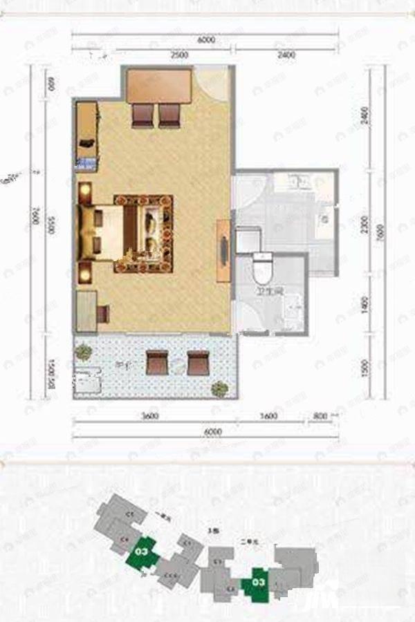 1室1厅1卫建面41平户型图