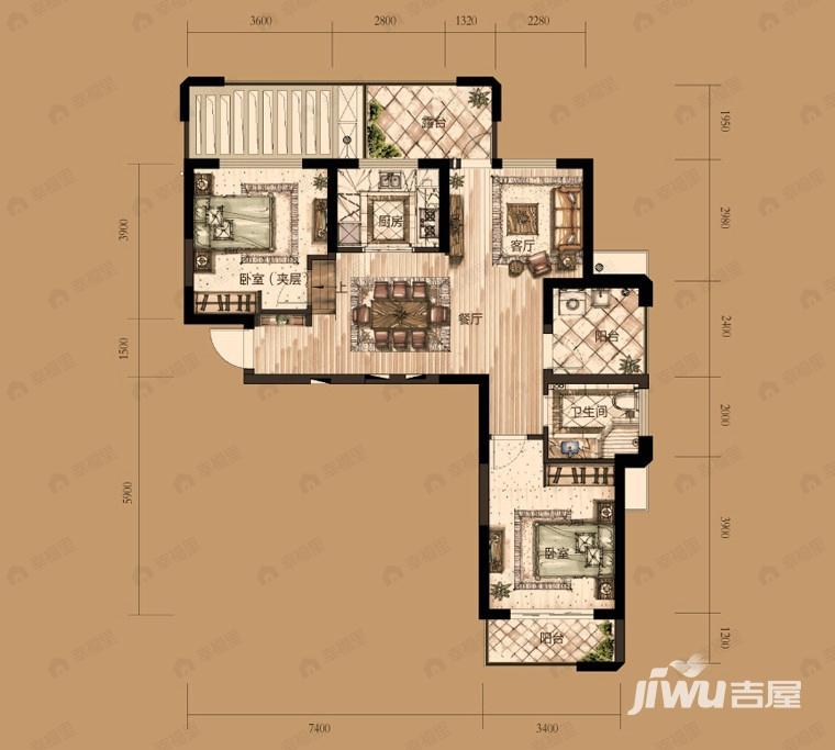 赞成·学士府2室2厅1卫户型图