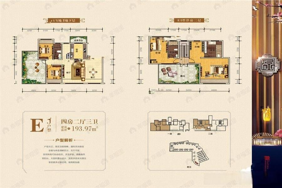 4室2厅3卫建面193平南户型图