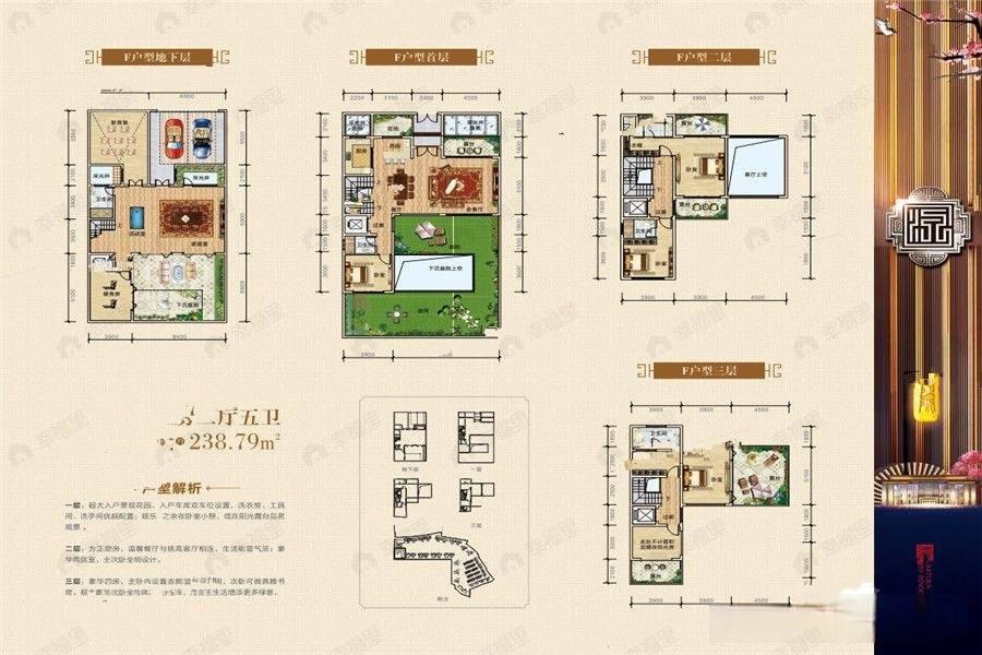 5室2厅5卫建面238平南户型图
