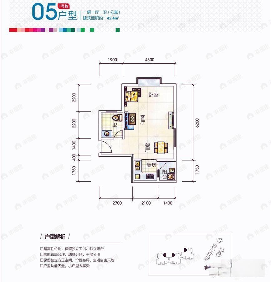 嘉鸿天街（榆园）1室1厅1卫户型图