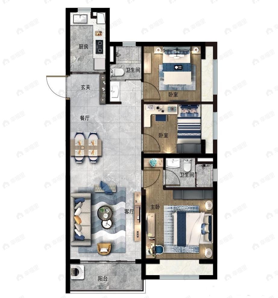 碧桂园名门时代城3室2厅2卫户型图