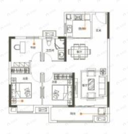 鼎盛璟城3室2厅1卫户型图