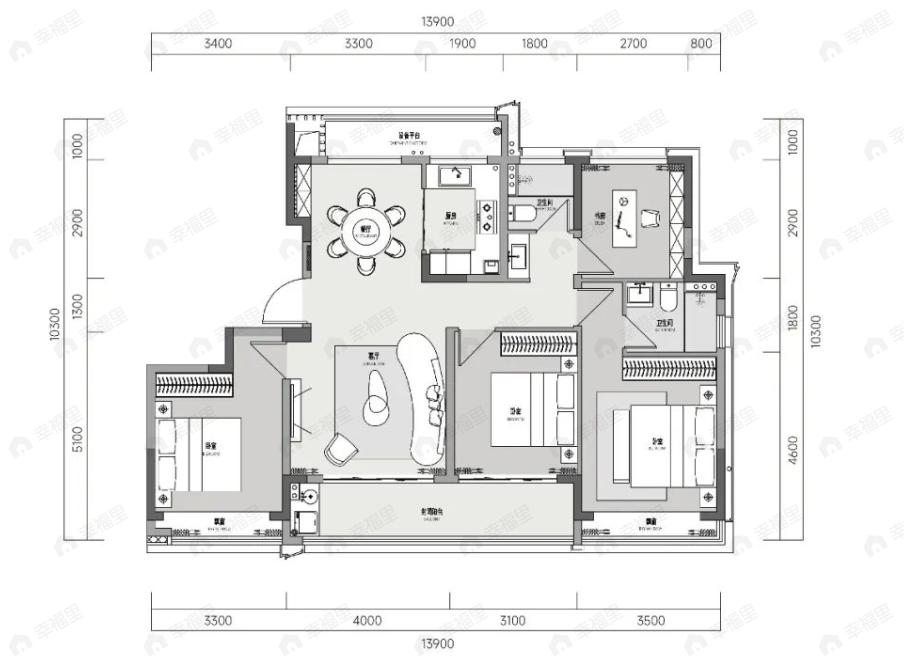 高速·云曜芳华4室2厅2卫户型图