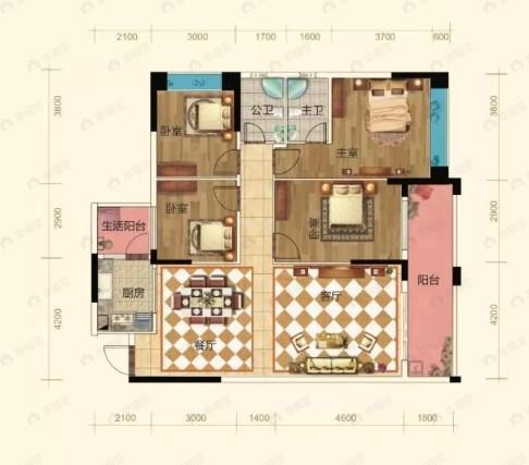 瑞恒新城4室2厅2卫户型图