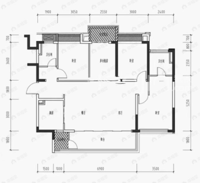 招商时代公园4室2厅2卫户型图