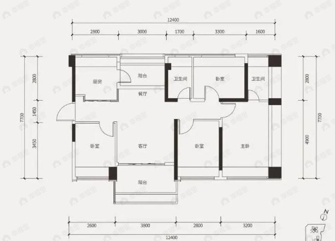 盛合天宸家园4室2厅2卫户型图