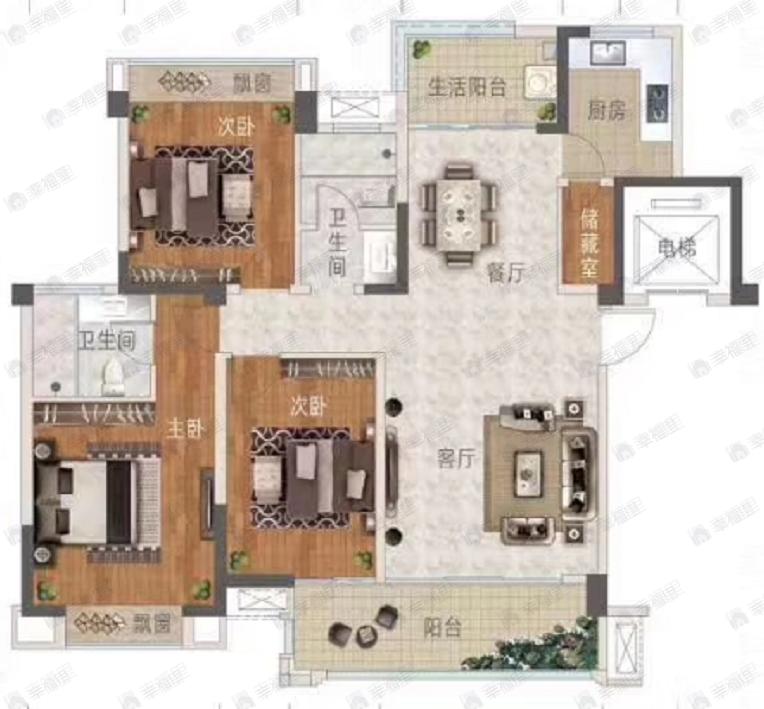 竹径悦山3室2厅2卫户型图