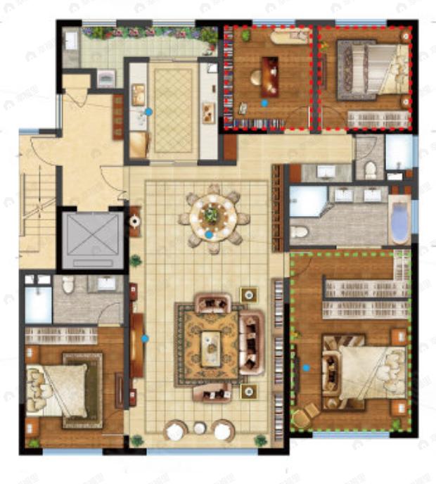 俊发生态半岛4室2厅3卫户型图