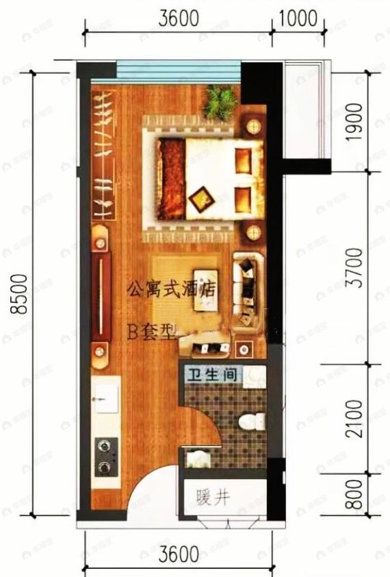 兰石豪布斯卡1室1厅1卫户型图