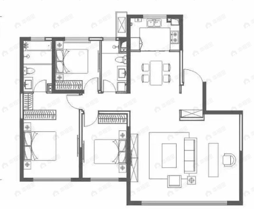 曲江城市树3室2厅2卫户型图