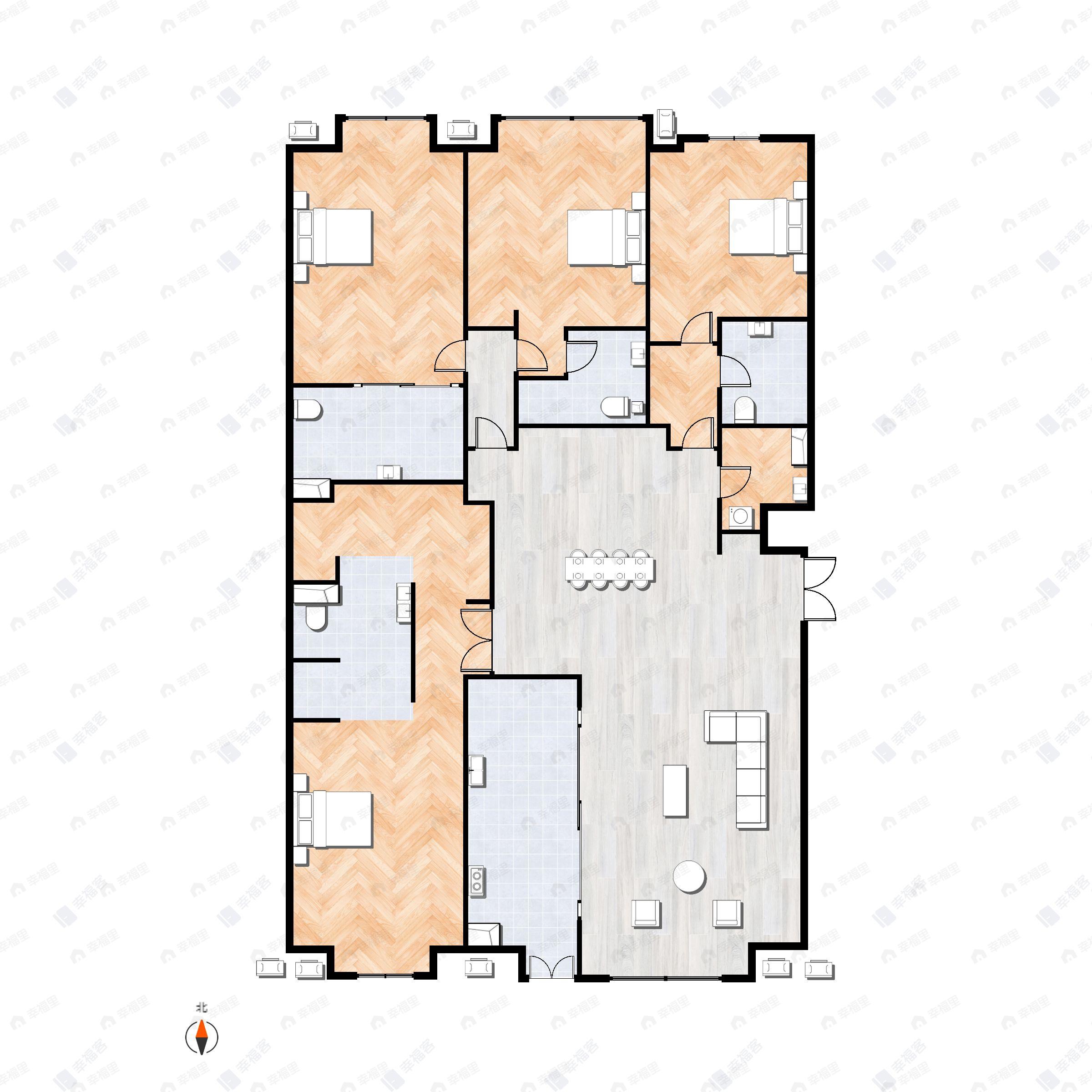 4室2厅4卫建面288平户型图
