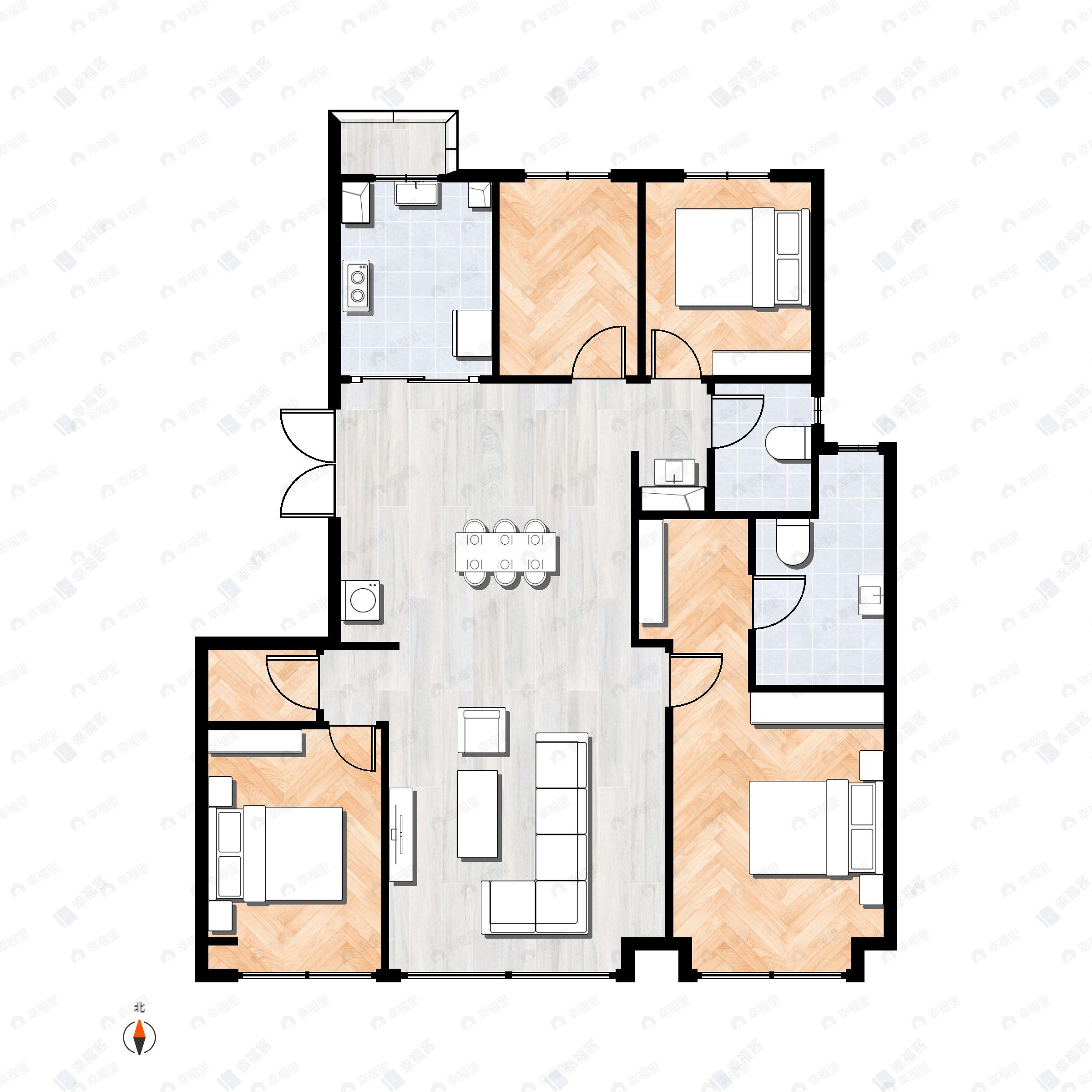 4室2厅2卫建面145平户型图
