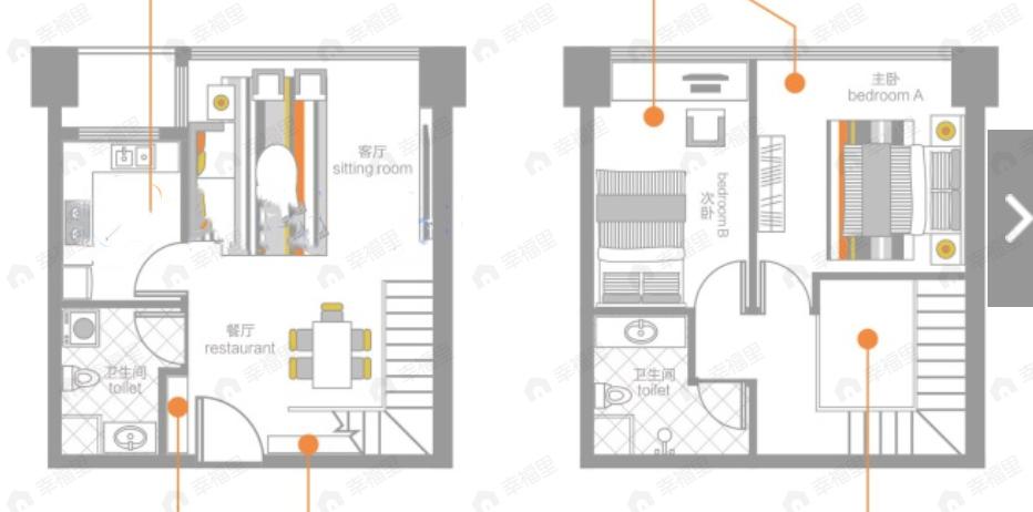 3号LOFT2室1厅2卫户型图