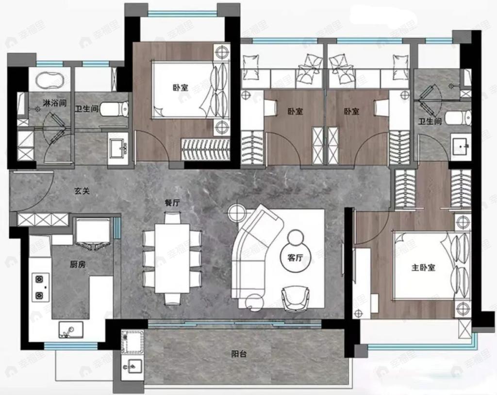万科启城家园4室2厅2卫户型图