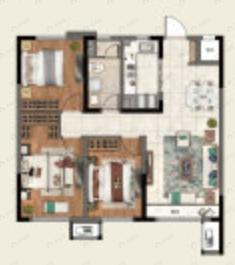 金地艺华年3室2厅1卫户型图