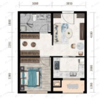 中交海河公馆1室1厅1卫户型图