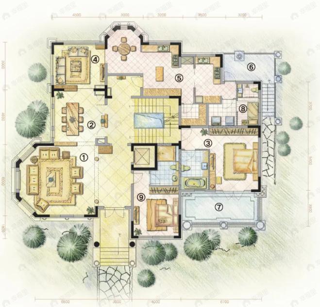 4室3厅6卫建面731平户型图