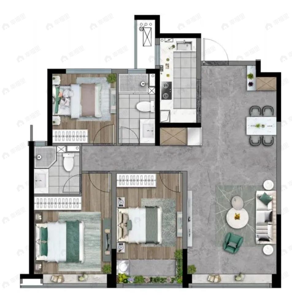 绿城春和印月3室2厅2卫户型图