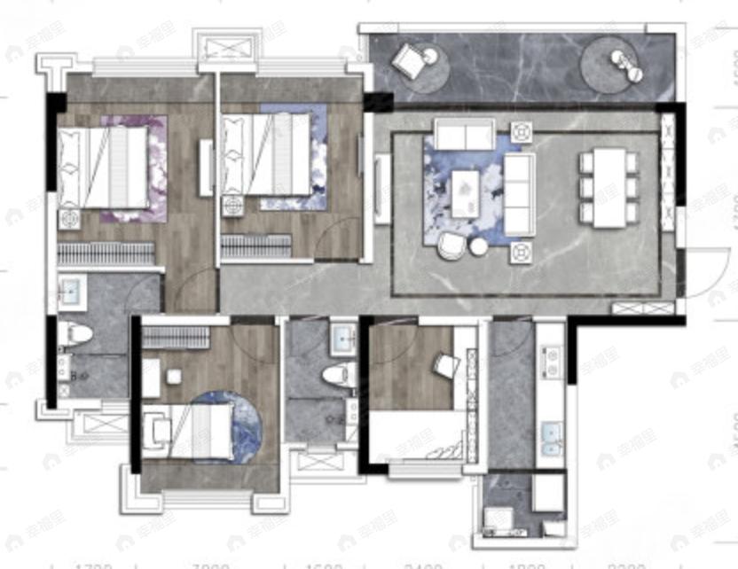 资阳紫悦府4室2厅2卫户型图
