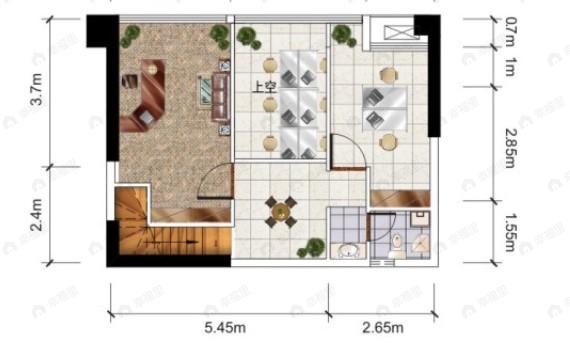3室2厅2卫建面75平户型图