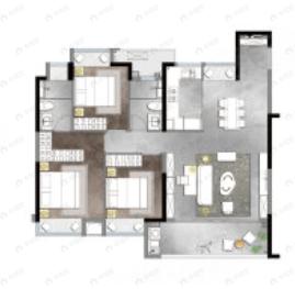 建发缦云3室2厅2卫户型图