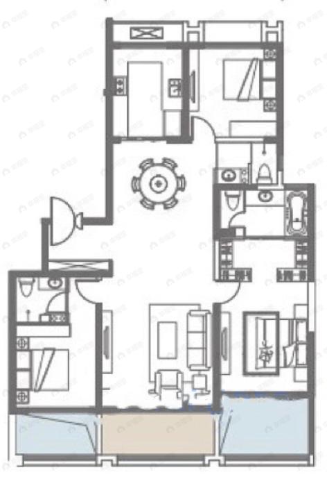劳动公园里3室2厅3卫户型图