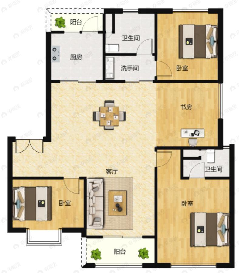万科白沙润园4室2厅2卫户型图