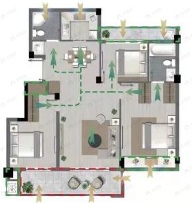 弘涵望江月3室2厅2卫户型图