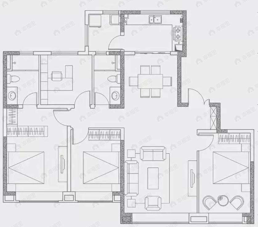 香榭汇沣4室2厅2卫户型图